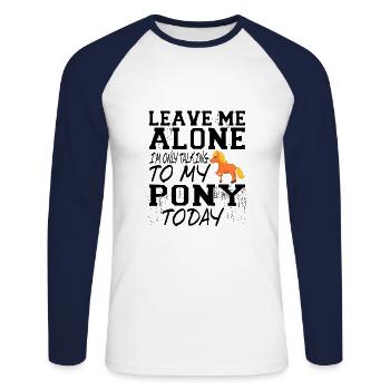 Poney - T-shirt baseball manches longues Homme - blanc/marine - Devant - Nik (191cm)