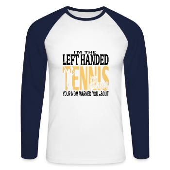 Tennis sport - Unisex Long Sleeve Baseball T-Shirt - white/navy - Front - Nik (191cm)