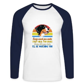 Berner Sennenhund - Unisex Baseballshirt langarm - Weiß/Navy - Vorne - Nik (191cm)
