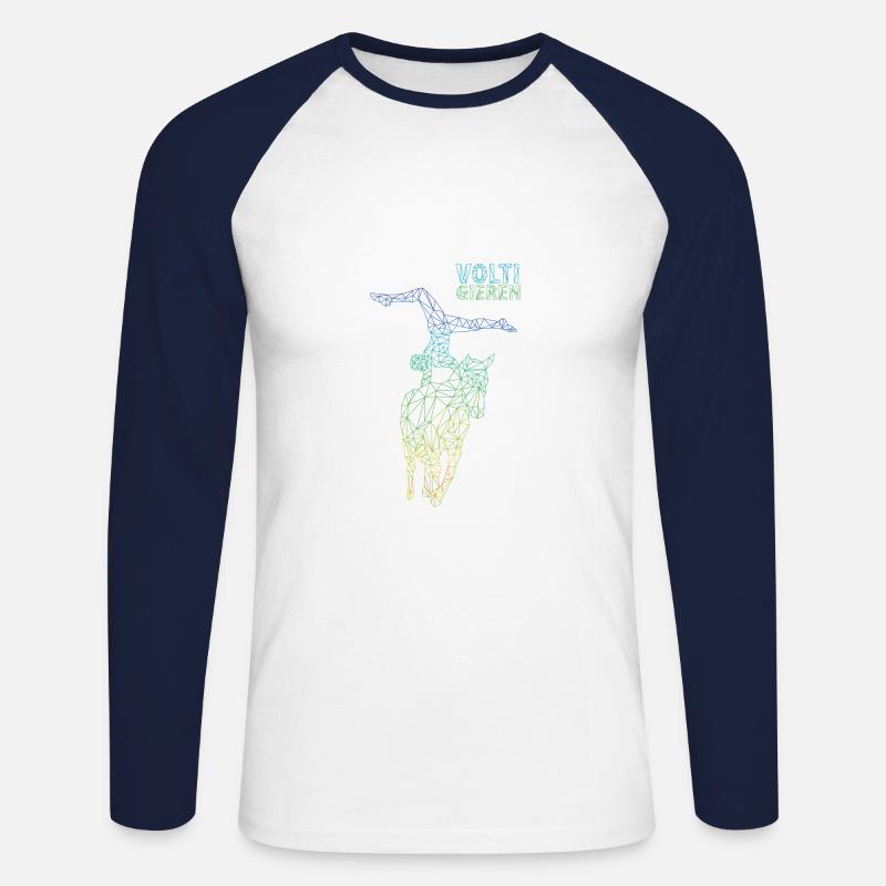 Voltigieren Pferd Geschenk - Unisex Baseballshirt langarm - Weiß/Navy