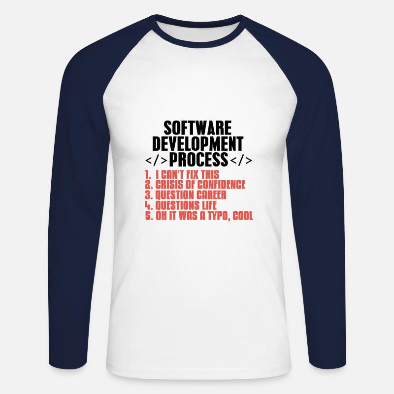 Programmierer Coder Softwareentwickler Geschenk - Unisex Baseballshirt langarm - Weiß/Navy