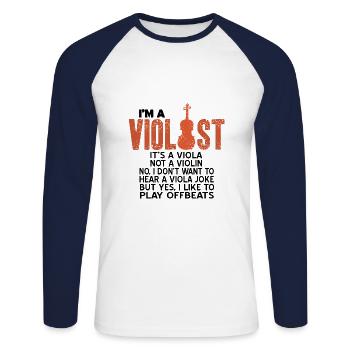Bratsche - Unisex Baseballshirt langarm - Weiß/Navy - Vorne - Nik (191cm)