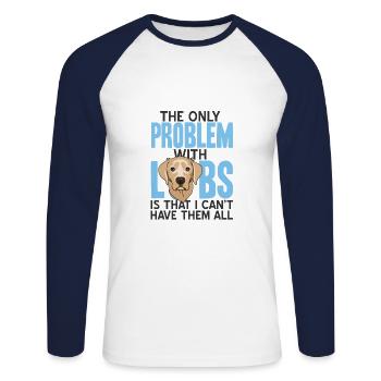 Labrador - T-shirt baseball manches longues Homme - blanc/marine - Devant - Nik (191cm)