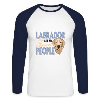 Labrador - Unisex Long Sleeve Baseball T-Shirt - white/navy - Front - Nik (191cm)