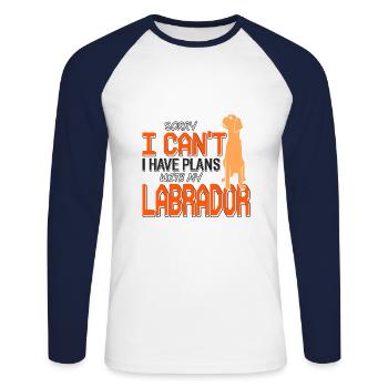 Labrador - Unisex Long Sleeve Baseball T-Shirt - white/navy - Front - Nik (191cm)
