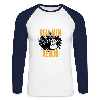 Kendo - Unisex Long Sleeve Baseball T-Shirt - white/navy - Front - Nik (191cm)