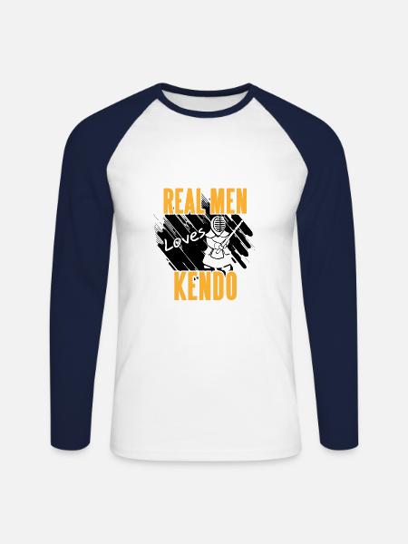 Kendo - Unisex Long Sleeve Baseball T-Shirt - white/navy