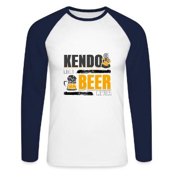 Kendo - Unisex Long Sleeve Baseball T-Shirt - white/navy - Front - Nik (191cm)