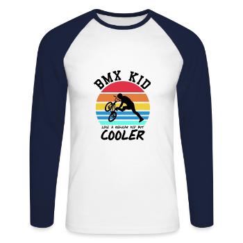 Bmx - Unisex Long Sleeve Baseball T-Shirt - white/navy - Front - Nik (191cm)