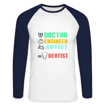 Zahnarzt - Unisex Baseballshirt langarm - Weiß/Navy - Vorne - Nik (191cm)