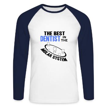 Zahnarzt - Unisex Baseballshirt langarm - Weiß/Navy - Vorne - Nik (191cm)