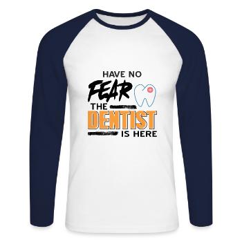 Zahnarzt - Unisex Baseballshirt langarm - Weiß/Navy - Vorne - Nik (191cm)