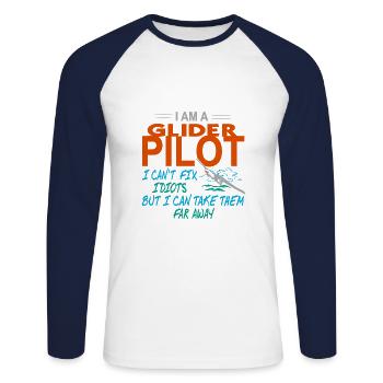 Segelfliegen Segelflieger - Unisex Baseballshirt langarm - Weiß/Navy - Vorne - Nik (191cm)
