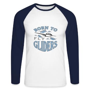 Segelfliegen Segelflieger - Unisex Baseballshirt langarm - Weiß/Navy - Vorne - Nik (191cm)