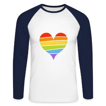 Pride heart - Unisex Long Sleeve Baseball T-Shirt - white/navy - Front - Nik (191cm)