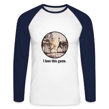Basketball I love this Game Basket Throw Sport Saying - Unisex Long Sleeve Baseball T-Shirt - white/navy - Front - Nik (191cm)