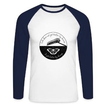 Inspiring saying butterfly cool nature - Unisex Long Sleeve Baseball T-Shirt - white/navy - Front - Nik (191cm)