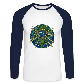 ORDEM E PROGRESSO - T-shirt baseball manches longues Homme - blanc/marine - Devant - Nik (191cm)