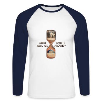 Rettet den Planeten Klimawandel Erderwärmung - Unisex Baseballshirt langarm - Weiß/Navy - Vorne - Nik (191cm)
