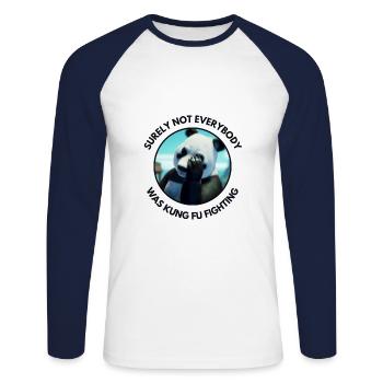 Panda Bear Kung Fu Fighting lustiger Spruch Witz - Unisex Baseballshirt langarm - Weiß/Navy - Vorne - Nik (191cm)