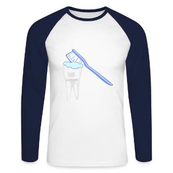 Icône de nettoyage difficile - T-shirt baseball manches longues Homme - blanc/marine - Devant - Nik (191cm)