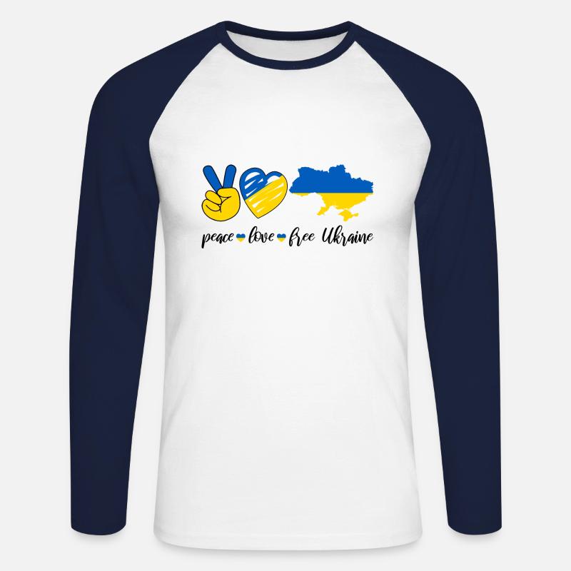 Friedensliebe Ukraine - Unisex Baseballshirt langarm - Weiß/Navy