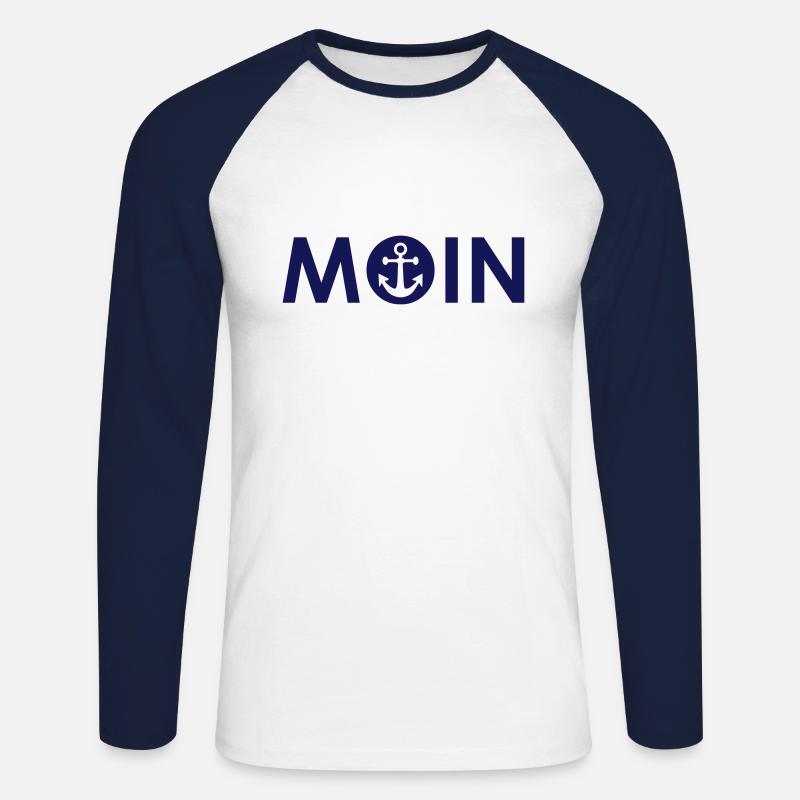 MOIN mit Anker - Unisex Baseballshirt langarm - Weiß/Navy