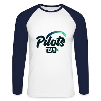 Pilots Team Gleitschirm - Unisex Baseballshirt langarm - Weiß/Navy - Vorne - Nik (191cm)