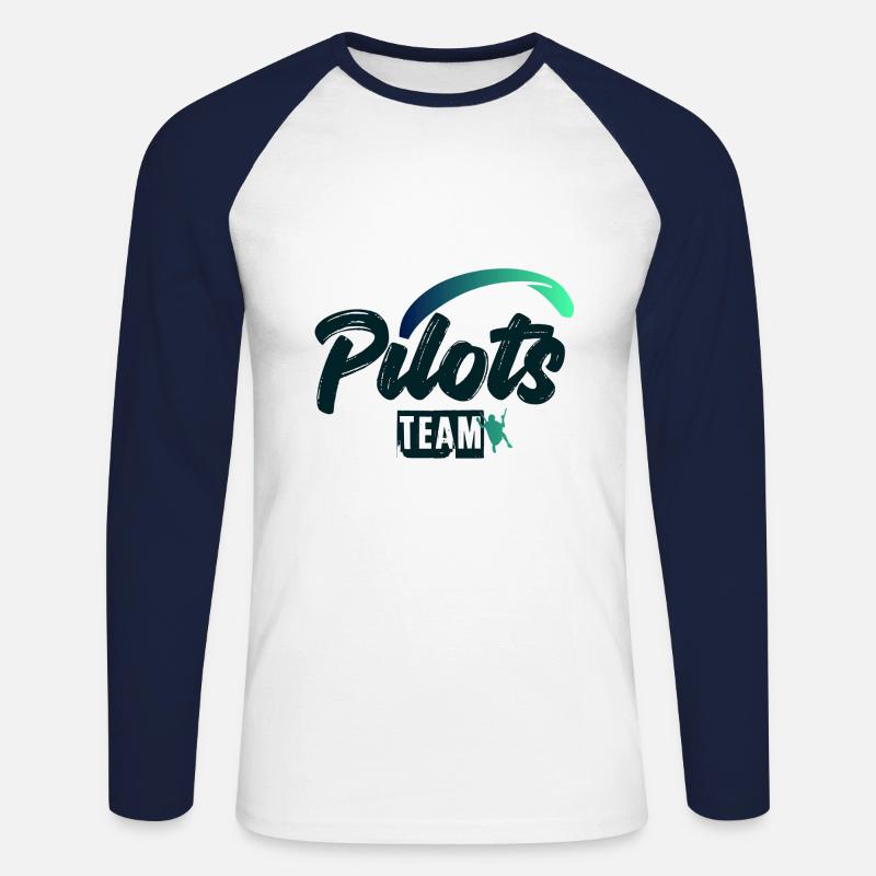 Pilots Team Gleitschirm - Unisex Baseballshirt langarm - Weiß/Navy