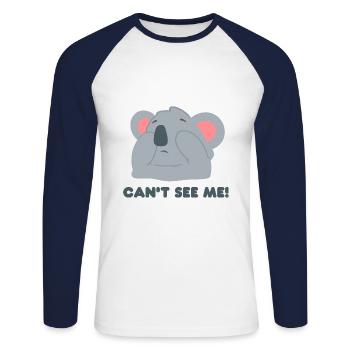 Koala Design "CAN ́T SEE ME" - Unisex Long Sleeve Baseball T-Shirt - white/navy - Front - Nik (191cm)