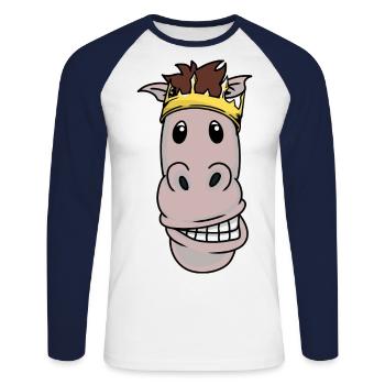 King Horse Pony Crown Royal King Fantasy Xmas - Unisex Long Sleeve Baseball T-Shirt - white/navy - Front - Nik (191cm)