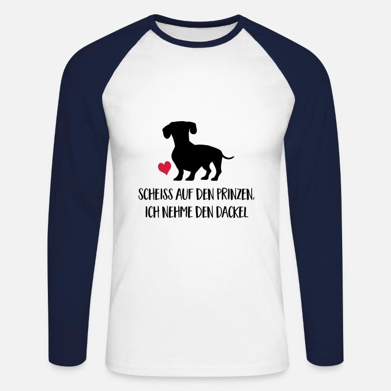 dackel - Unisex Baseballshirt langarm - Weiß/Navy