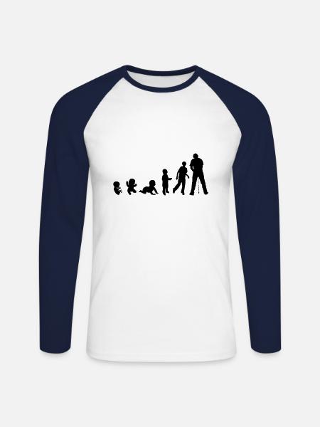 evolution piss standing man urine - Unisex Long Sleeve Baseball T-Shirt - white/navy