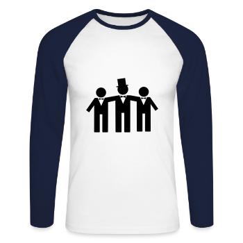 jeune marié - T-shirt baseball manches longues Homme - blanc/marine - Devant - Nik (191cm)