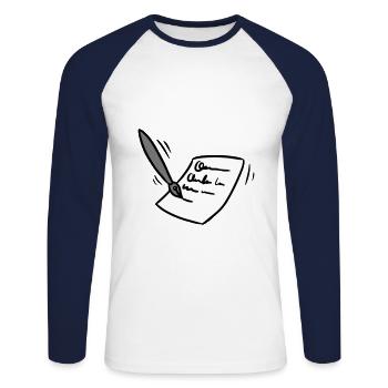 Letter fountain pen Letter ink pen gift idea - Unisex Long Sleeve Baseball T-Shirt - white/navy - Front - Nik (191cm)