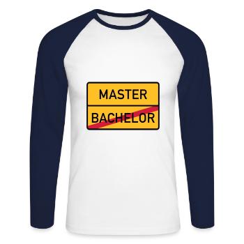 master - Unisex Baseballshirt langarm - Weiß/Navy - Vorne - Nik (191cm)