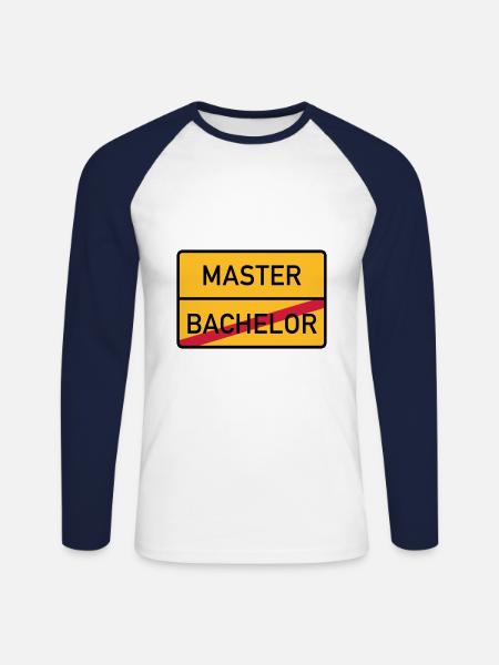 master - Unisex Long Sleeve Baseball T-Shirt - white/navy