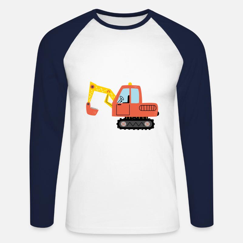 Baumaschinen Bagger Bagger Baustelle - Unisex Baseballshirt langarm - Weiß/Navy