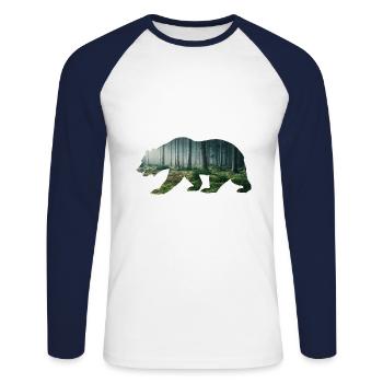 Bear Grizzly Bears Teddy Bear Forest Moonlight - Unisex Long Sleeve Baseball T-Shirt - white/navy - Front - Nik (191cm)