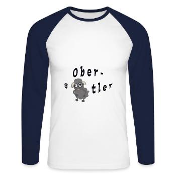 ObergSchaftler - Unisex Baseballshirt langarm - Weiß/Navy - Vorne - Nik (191cm)