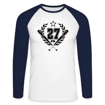 Baseball bat - Unisex Long Sleeve Baseball T-Shirt - white/navy - Front - Nik (191cm)