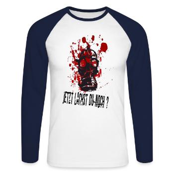 Prepper Überleben Katastrophe Krise Weltuntergang - Unisex Baseballshirt langarm - Weiß/Navy - Vorne - Nik (191cm)