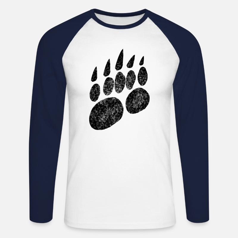 Bärentatze Bärenklaue Pranke - Unisex Baseballshirt langarm - Weiß/Navy