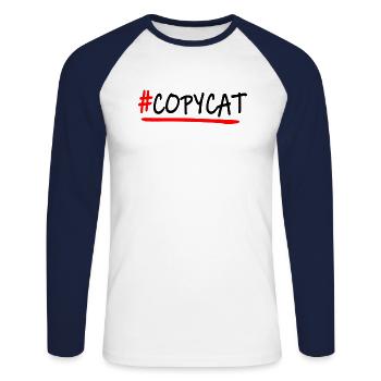 #copycat schwarz - Unisex Baseballshirt langarm - Weiß/Navy - Vorne - Nik (191cm)
