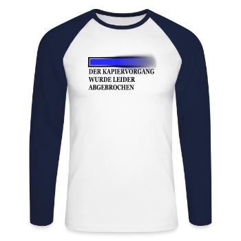 kapiervorgang schwarz - Unisex Baseballshirt langarm - Weiß/Navy - Vorne - Nik (191cm)