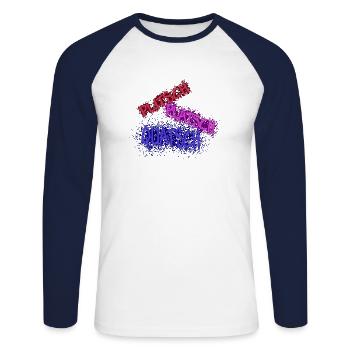 plitsch platsch quatsch dunkel - Unisex Baseballshirt langarm - Weiß/Navy - Vorne - Nik (191cm)
