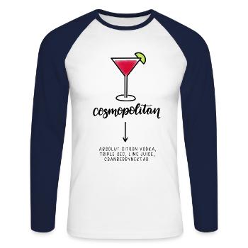 Cosmopolitan Cocktail Hand lettering Gift Idea - Unisex Long Sleeve Baseball T-Shirt - white/navy - Front - Nik (191cm)