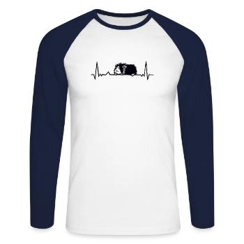 Heartbeat guinea pig - Unisex Long Sleeve Baseball T-Shirt - white/navy - Front - Nik (191cm)