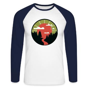 Trail in the sunset | Nature hiking - Unisex Long Sleeve Baseball T-Shirt - white/navy - Front - Nik (191cm)