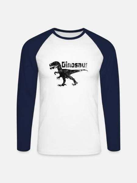 Dinosaur dinosaurs in black - Unisex Long Sleeve Baseball T-Shirt - white/navy